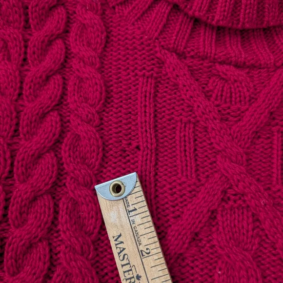 Aran Mor Wool Irish Knit Turtleneck Sweater Medium Red - Picture 9 of 9